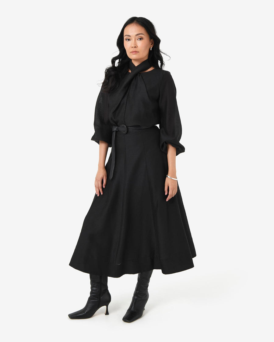 Bellini Panel Maxi Skirt in black — full-length view
