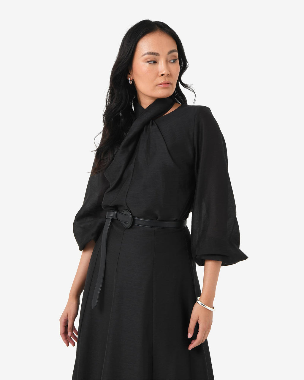 Bellini Panel Maxi Skirt in black — side view