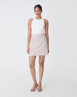 Koora Checked Mini Skirt in beige check — full-length view