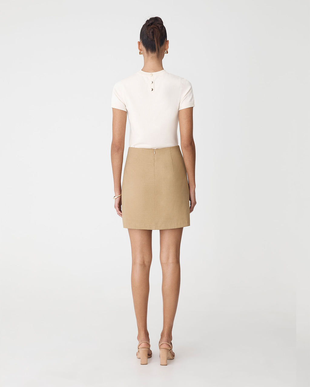 Aaria Asymmetric Skirt in camel — back view