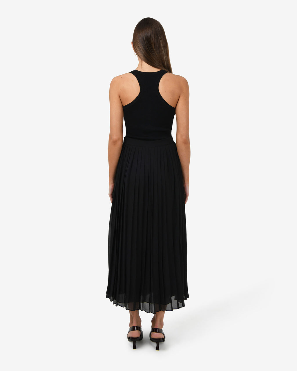 Melina Pleated Skirt in black — back view