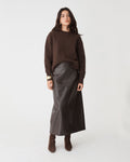 Giselle Panel PU Skirt in chocolate — full-length view