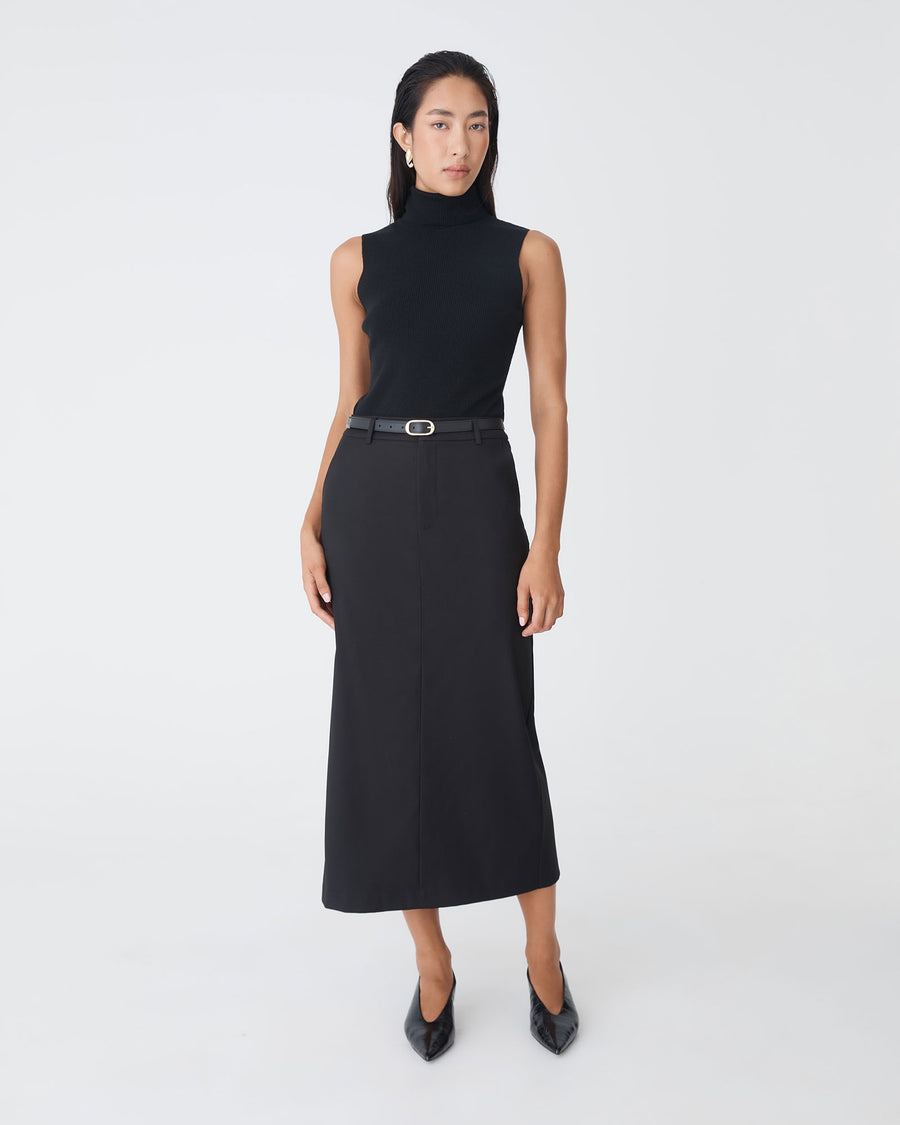 Aaria Column Skirt in black — full-length view