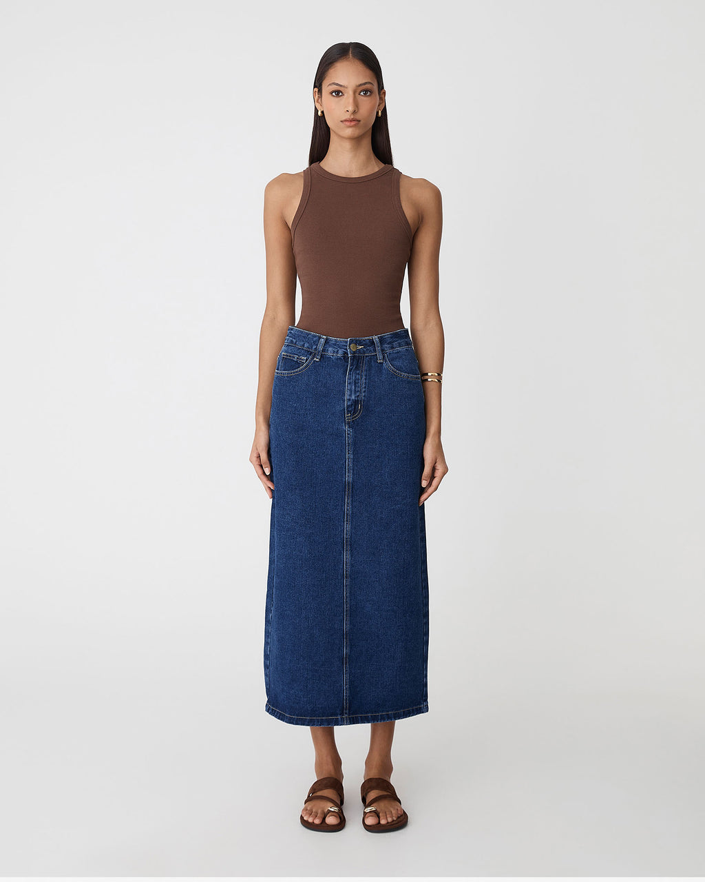 Bondi Denim Column Skirt — full-length view