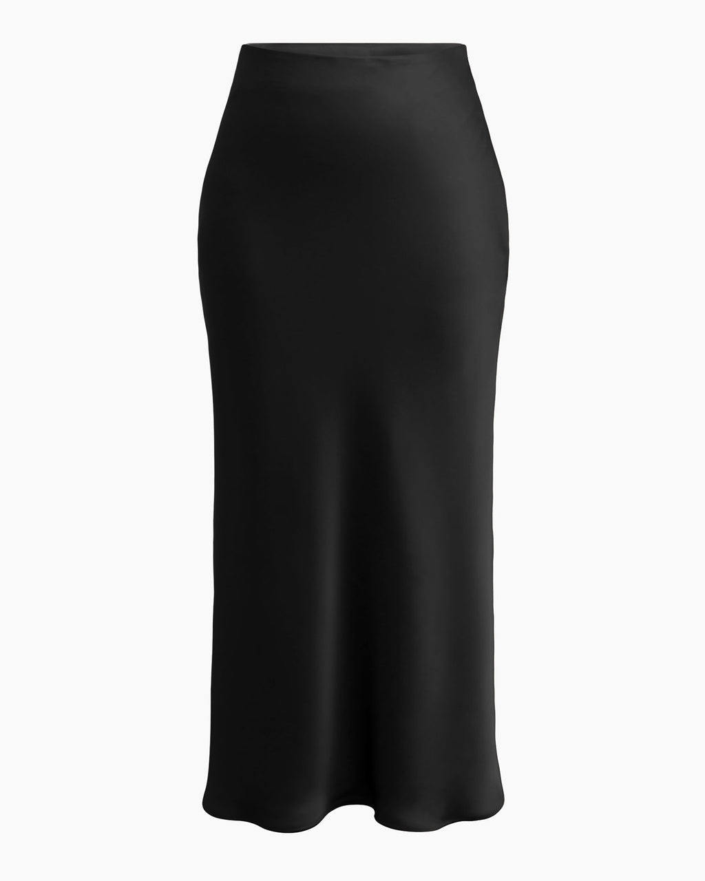 Valeria A-line Satin Skirt in black — product-only view