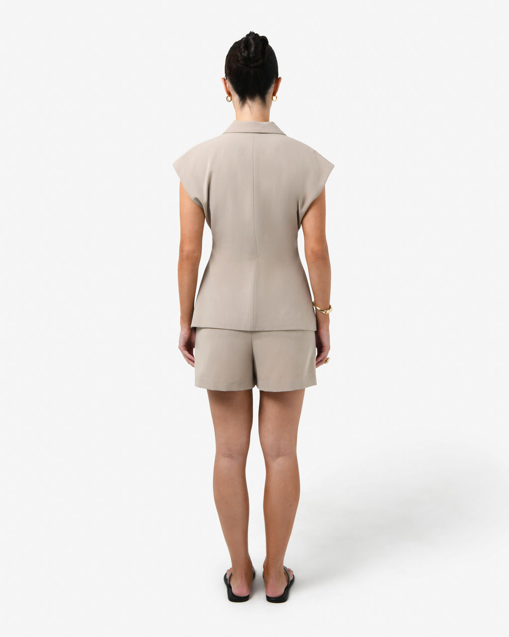 Milton Mini Skort in khaki — back view