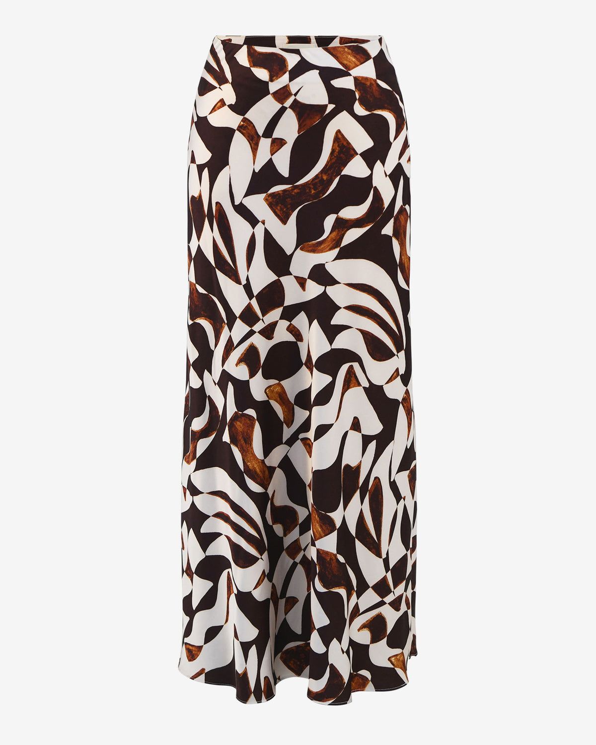Hazel Printed A-line Skirt in brown retro — product-only view