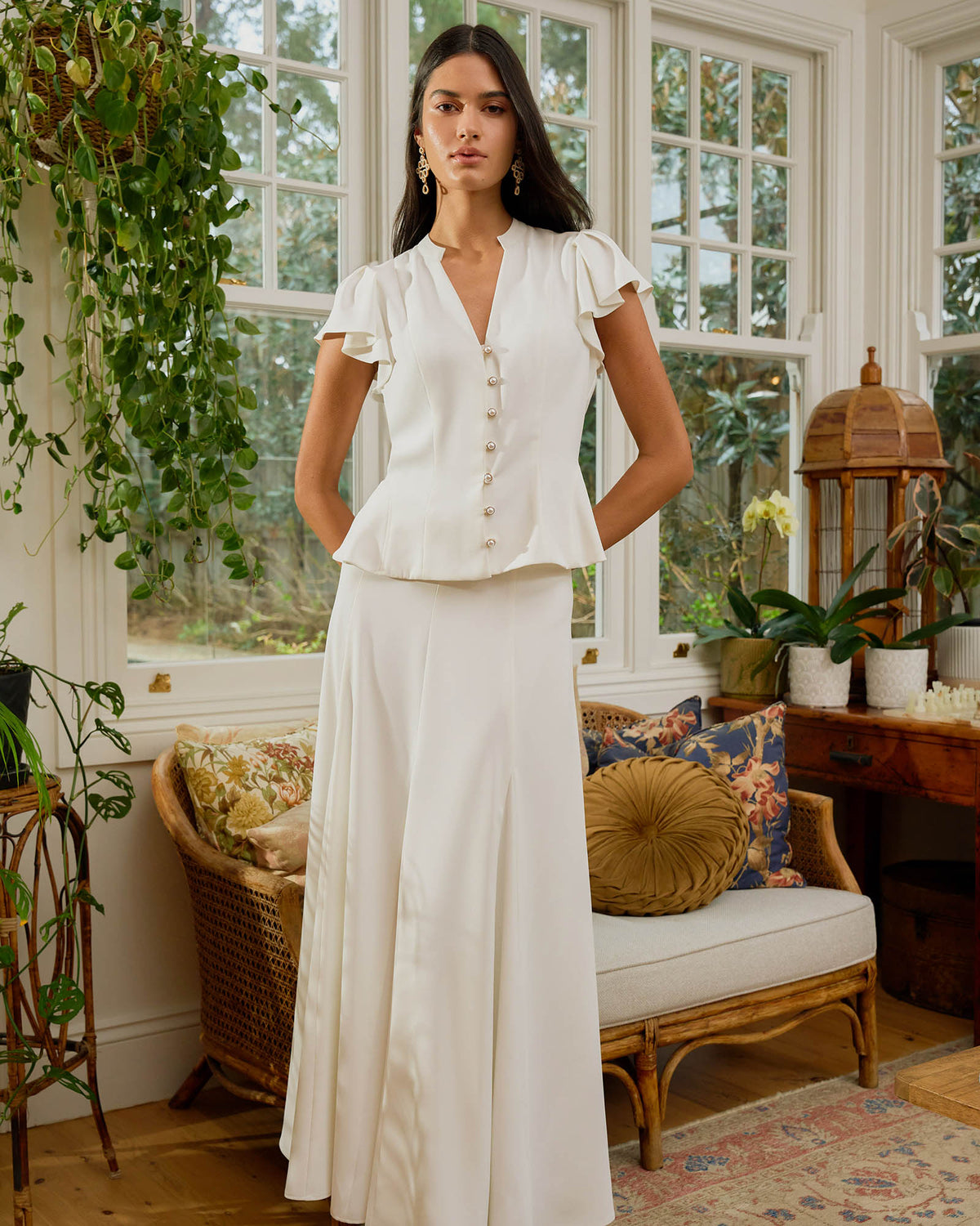 Carissa Godet Skirt in white — alternate view