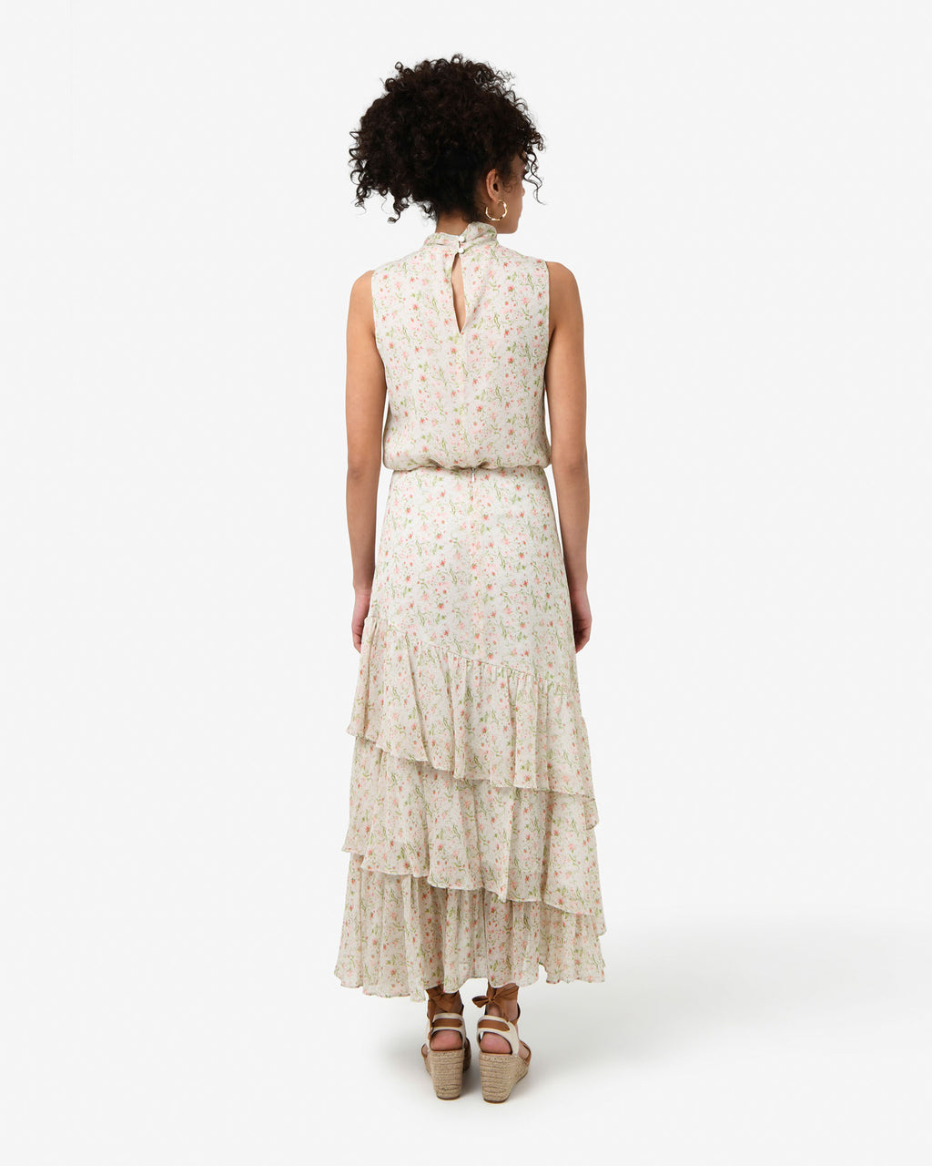 Indy Ruffle Floral Skirt in floral beige — back view