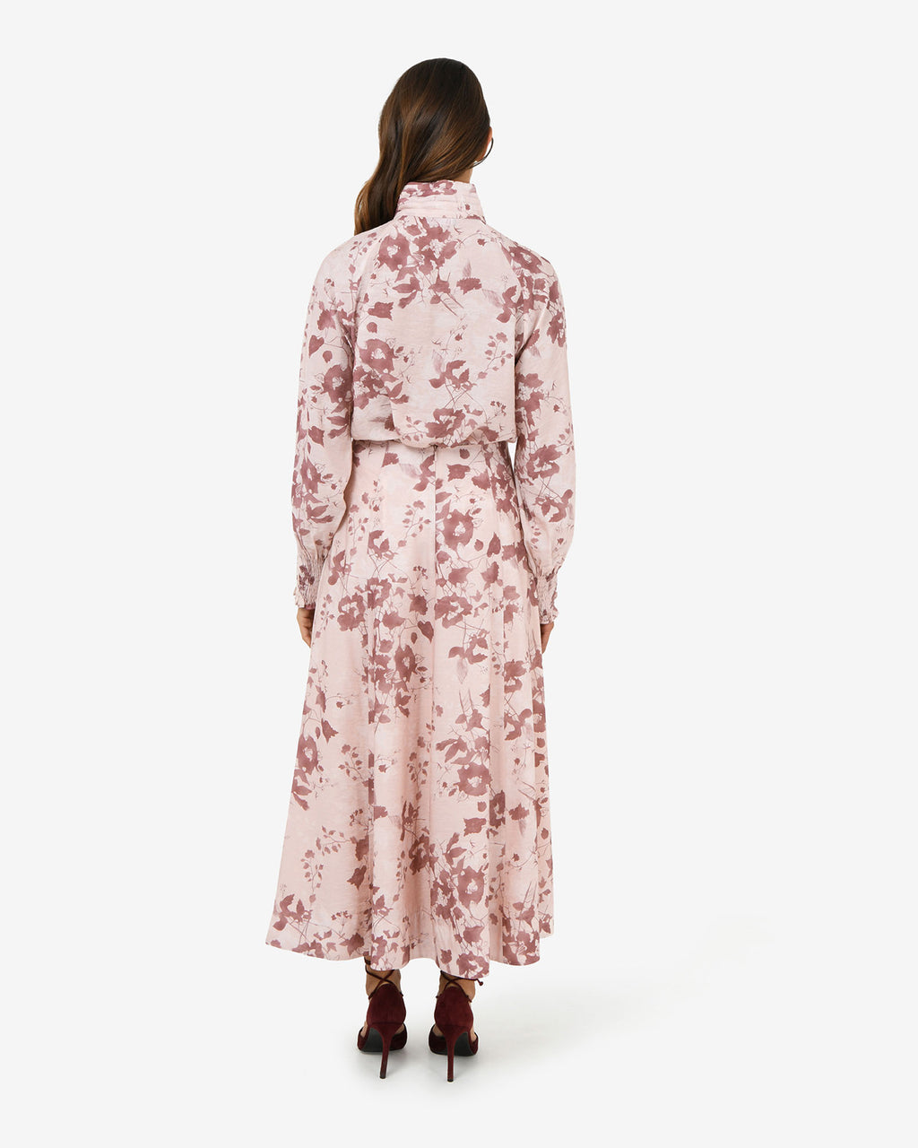Lesley Floral Skirt in pink floral — back view