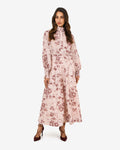 Lesley Floral Skirt in pink floral — full-length view