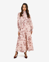 Lesley Floral Skirt in pink floral — full-length view