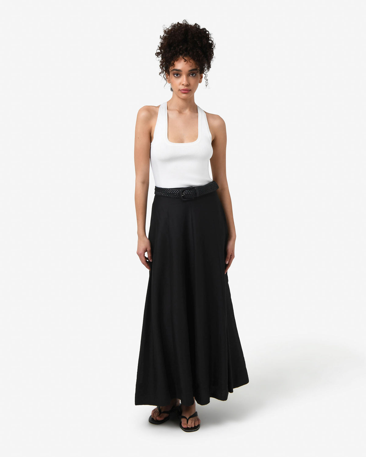 Bellini 2 Panel Maxi Skirt in black — full-length view