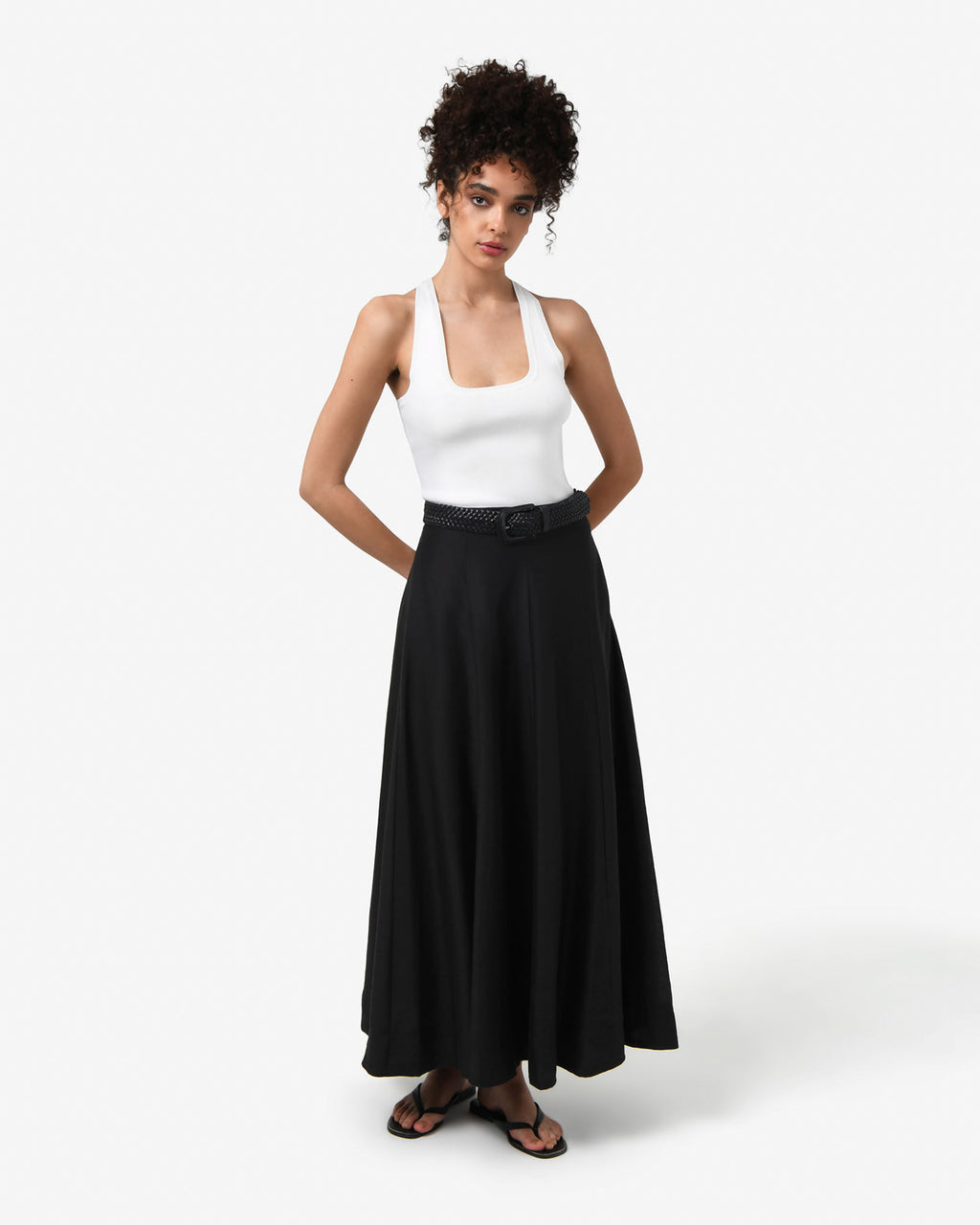 Bellini 2 Panel Maxi Skirt in black — full-length view 2