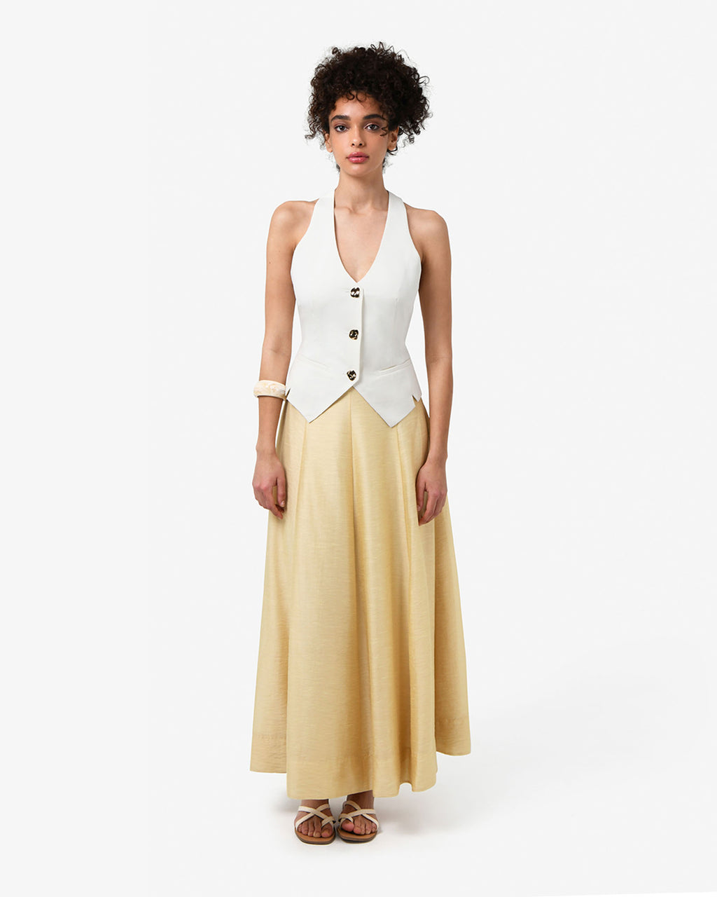 Bellini 2 Panel Maxi Skirt in butter — full-length view