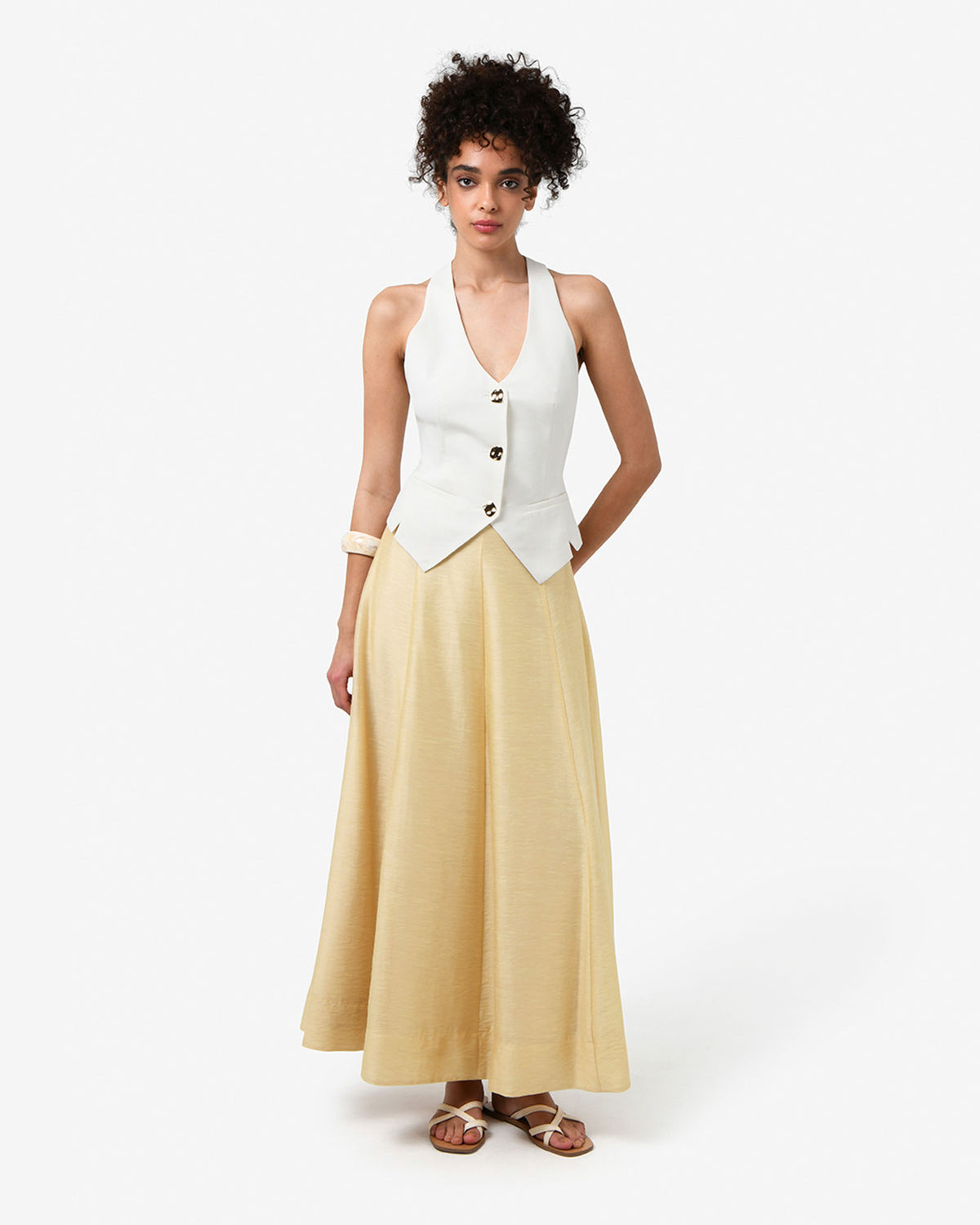 Bellini 2 Panel Maxi Skirt in butter — full-length view 2