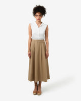 Willow Cotton Belted Skirt in camel — full-length view