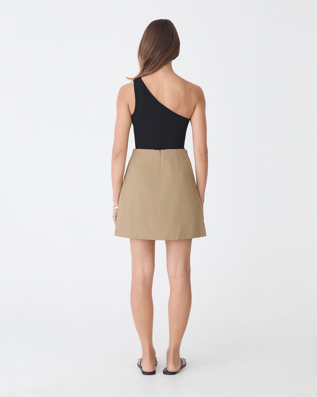 Winnie A-line Button Skirt in pebble — back view
