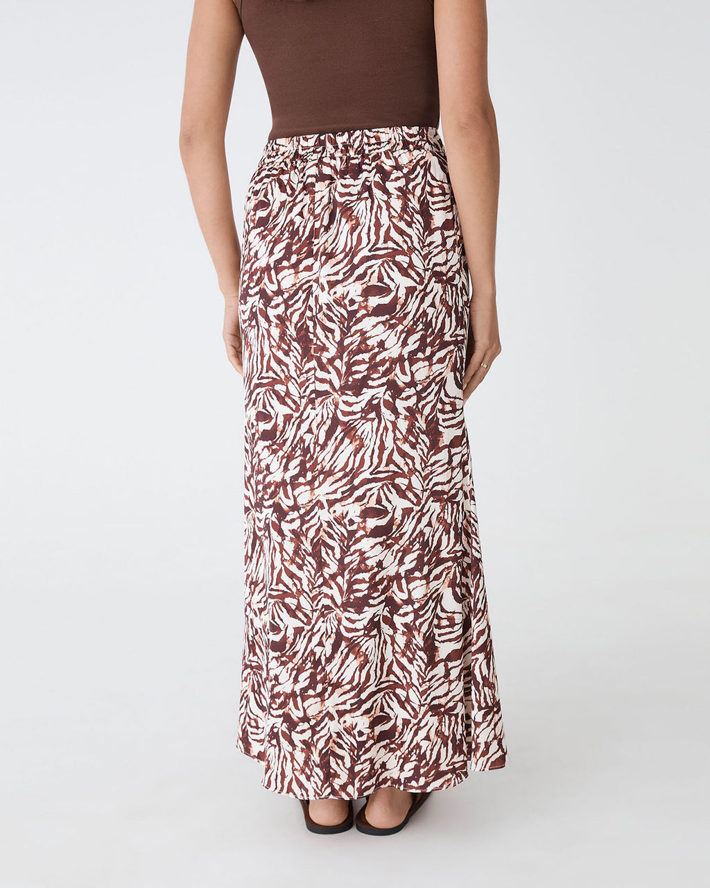 Zuhara Column Skirt in brown zebra — back view