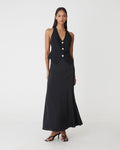 Leigh Satin Maxi Skirt in black — full-length view