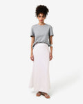 Leigh Satin Maxi Skirt in pearl — full-length view