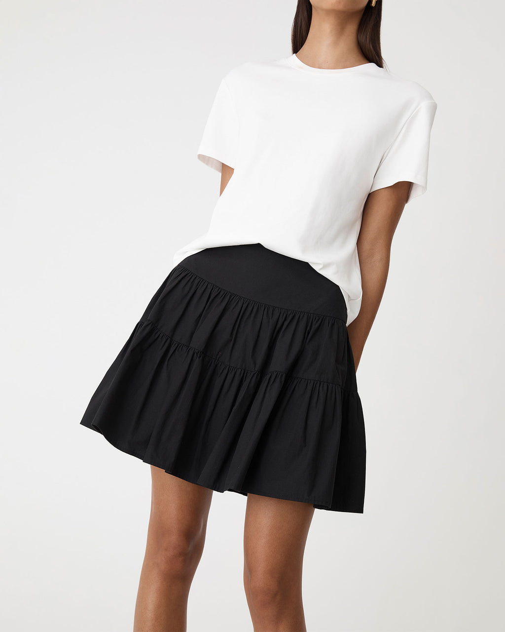 Montana Tiered Mini Skirt in black — side view
