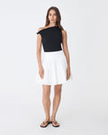 Montana Tiered Mini Skirt in white — full-length view