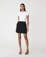 Kinsley Tailored Mini Skirt in black — full-length view