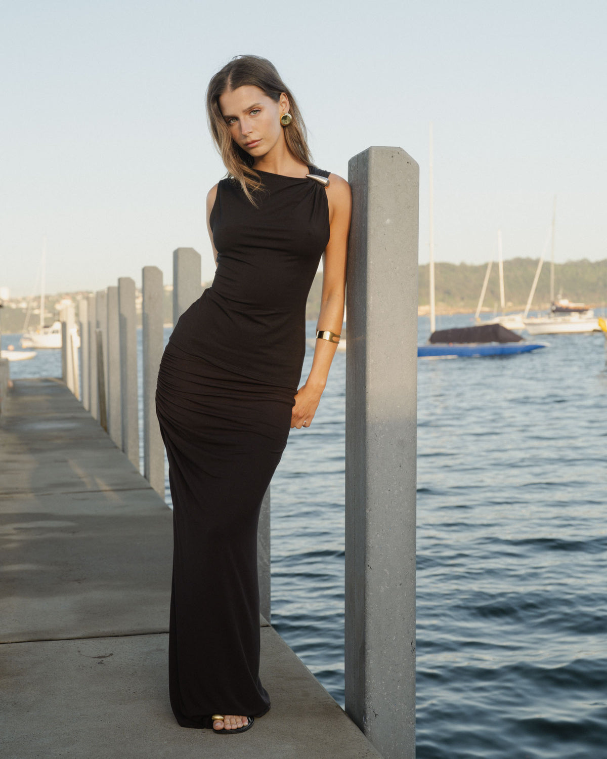 Kirsty Bamboo Ruched Skirt in black — alternate view