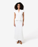 Carissa Flared Maxi Skirt in white — full-length view