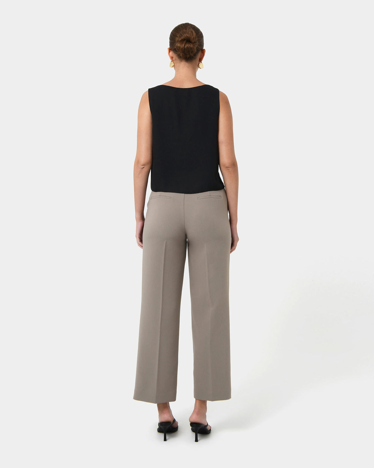 Blair V-neck Crop Top in black — back view