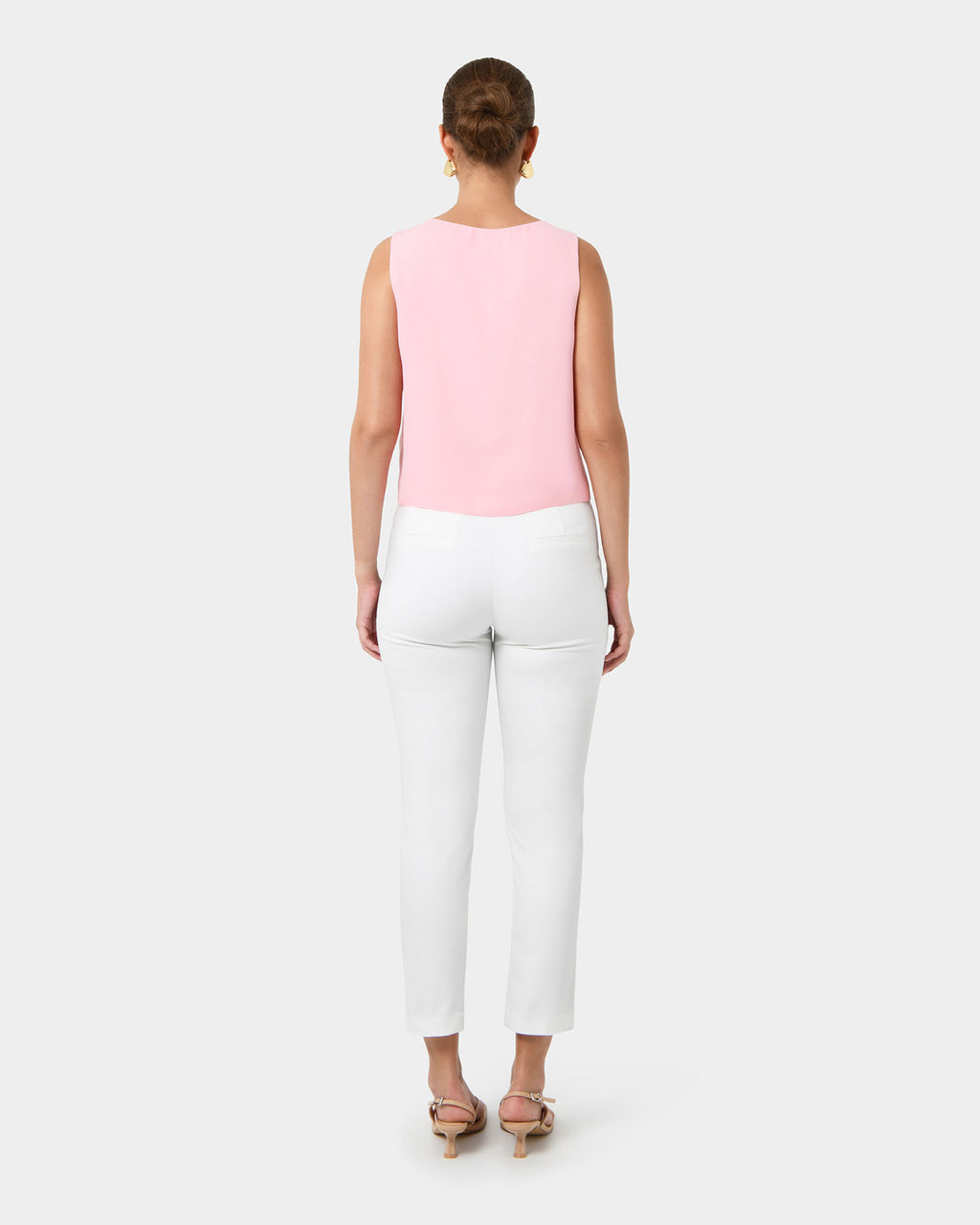 Blair V-neck Crop Top in pink — back view