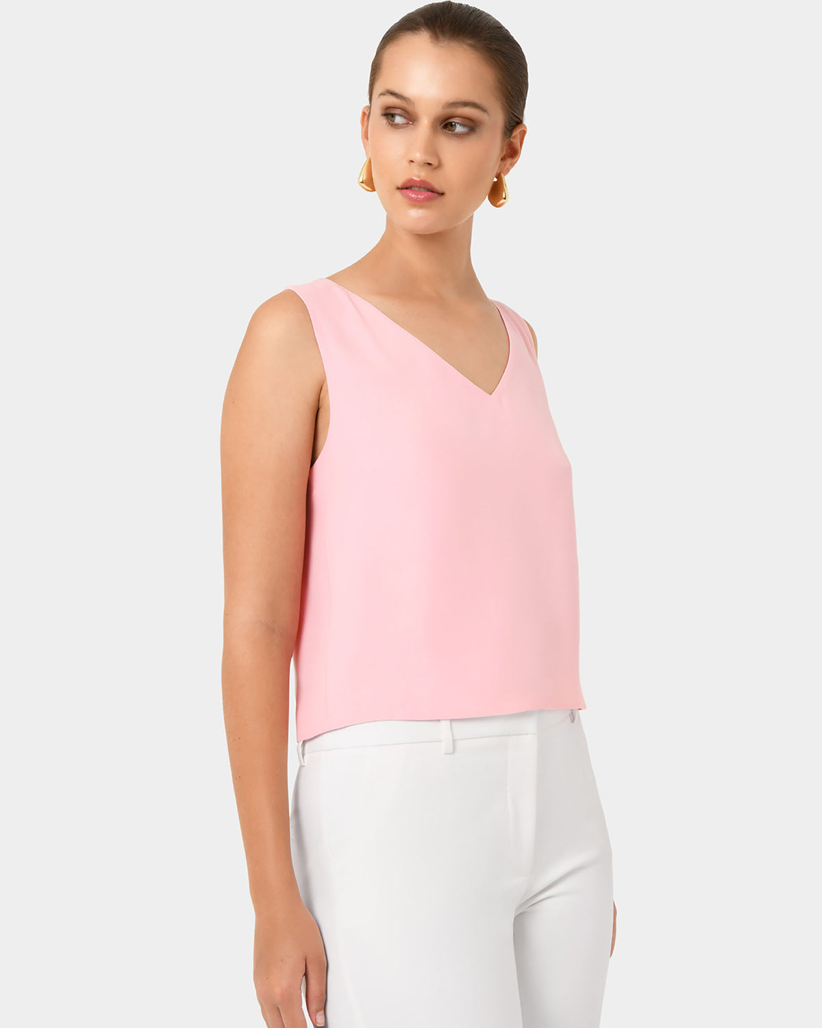 Blair V-neck Crop Top in pink — side view