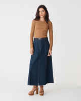 Devon Long Sleeve Rib Tee in ochre — full-length view