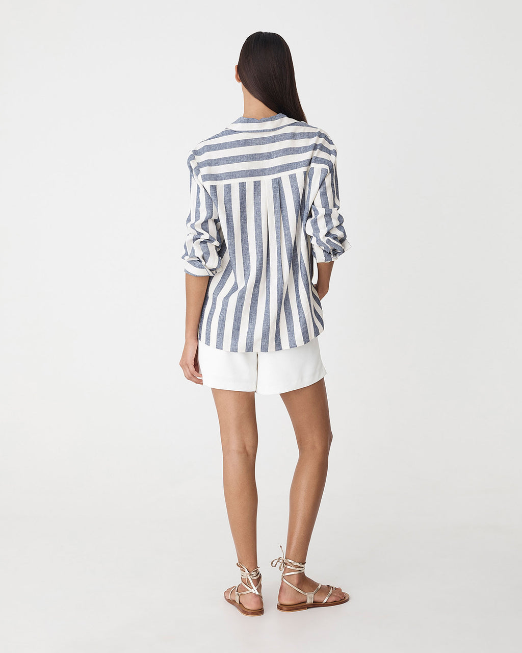 Ikaria Linen Blend Shirt in blue stripe — view 5