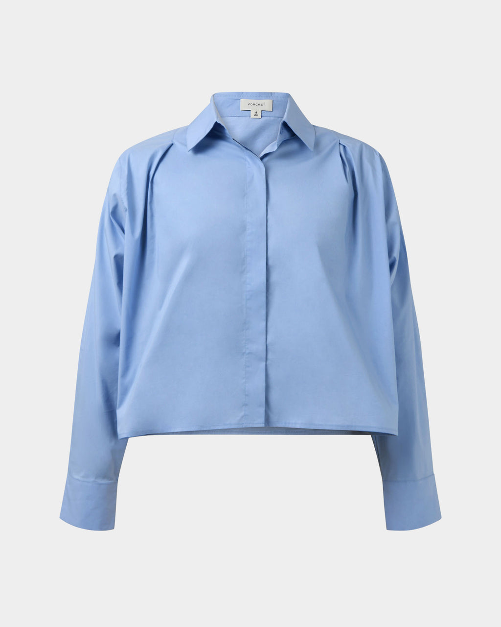 Baire Pleated Crop Shirt in blue — product-only view