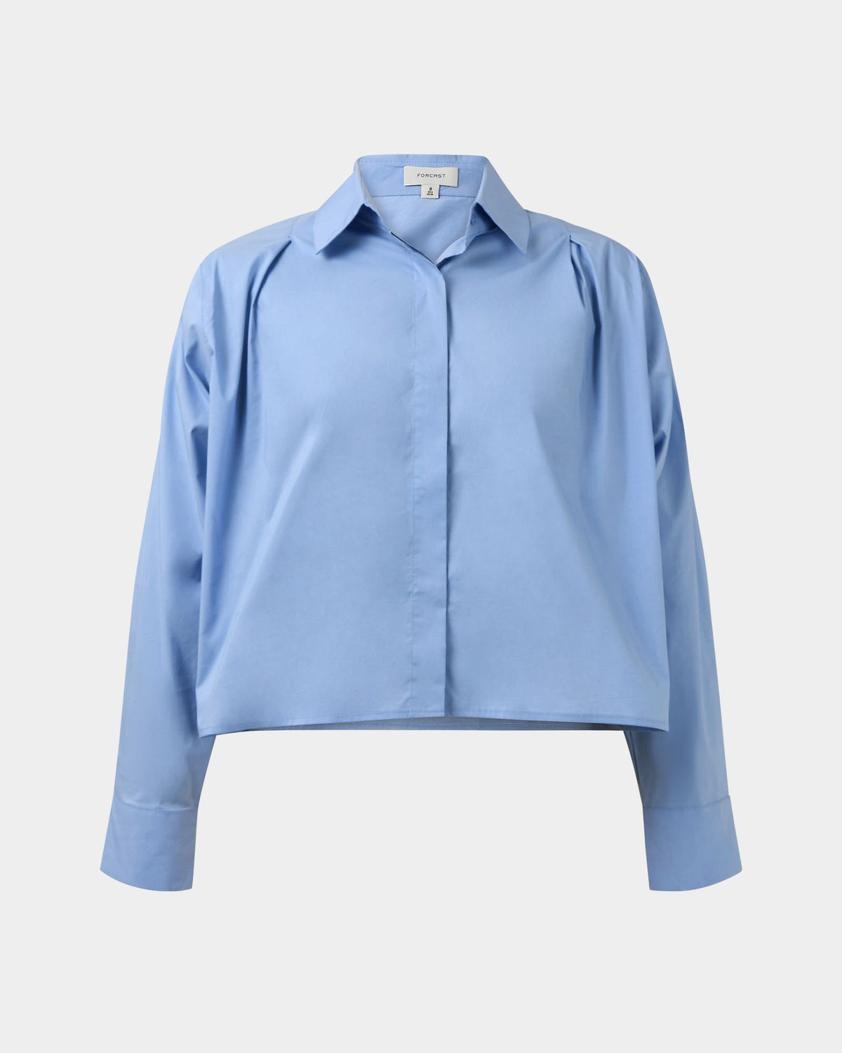 Baire Pleated Crop Shirt in blue — product-only view