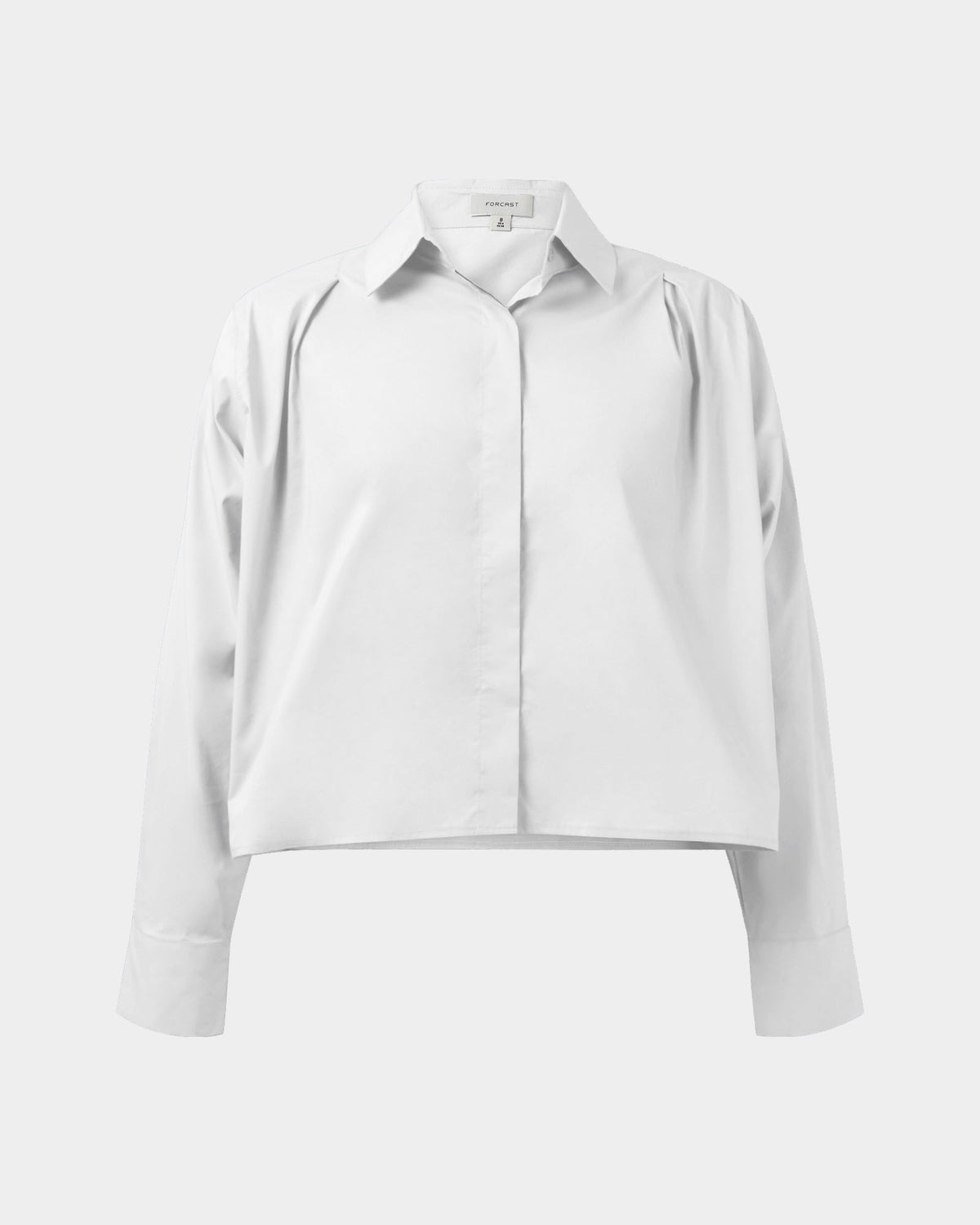 Baire Pleated Crop Shirt in white — product-only view