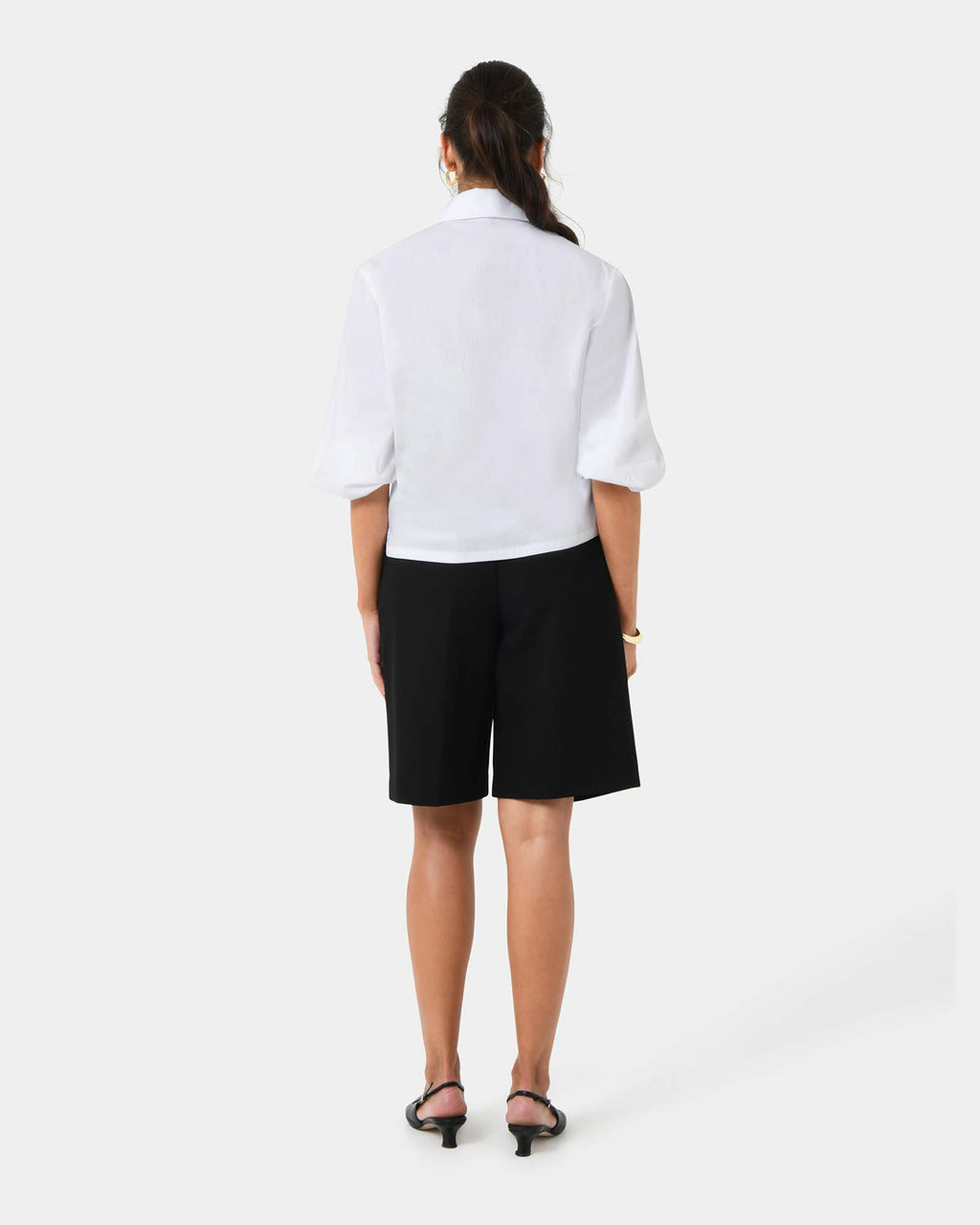 Lica Puff Sleeve Shirt in white — back view