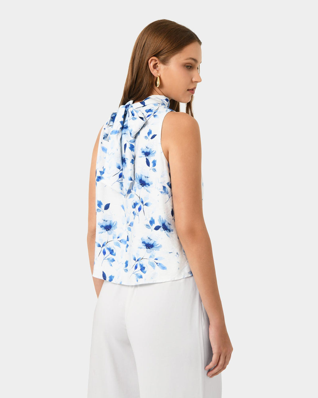 Tessie Halter Tie Top in watercolour — back view