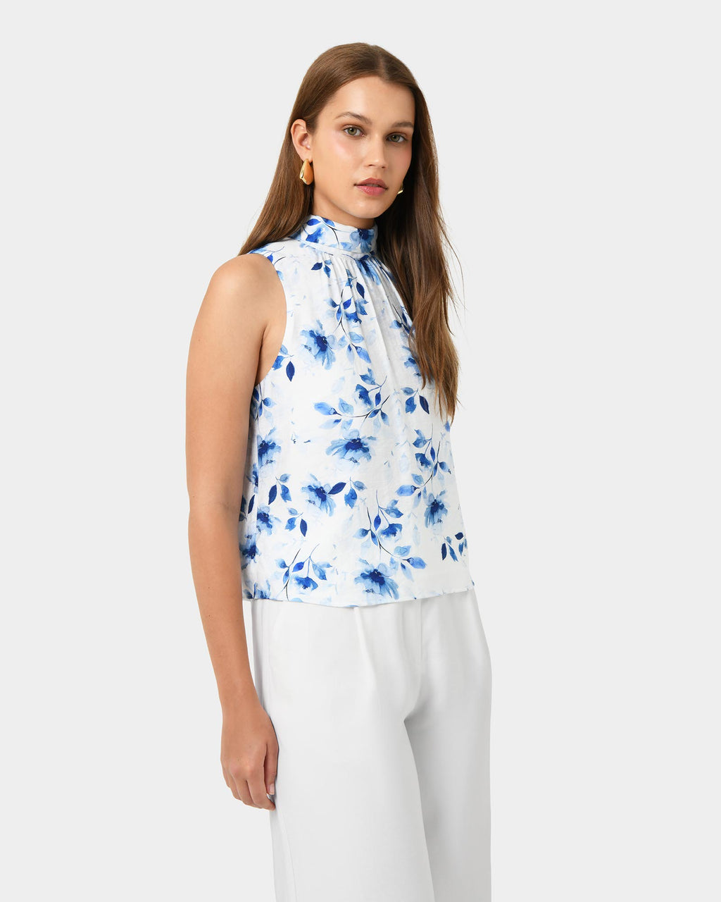 Tessie Halter Tie Top in watercolour — side view