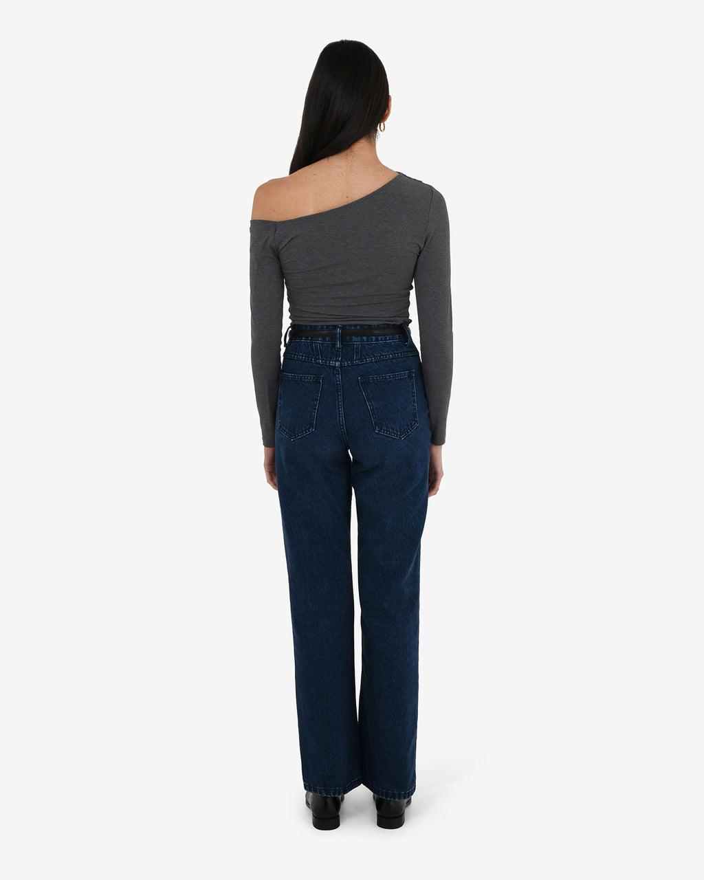 Felicha Asymmetric Top in charcoal — back view