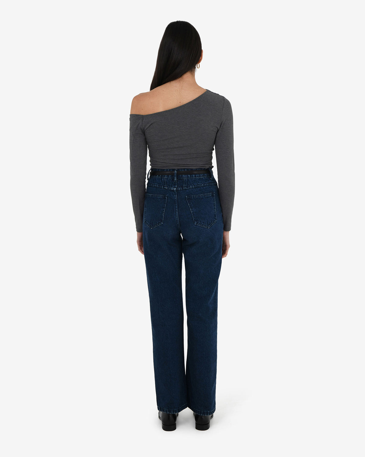 Felicha Asymmetric Top in charcoal — back view