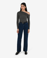 Felicha Asymmetric Top in charcoal — full-length view