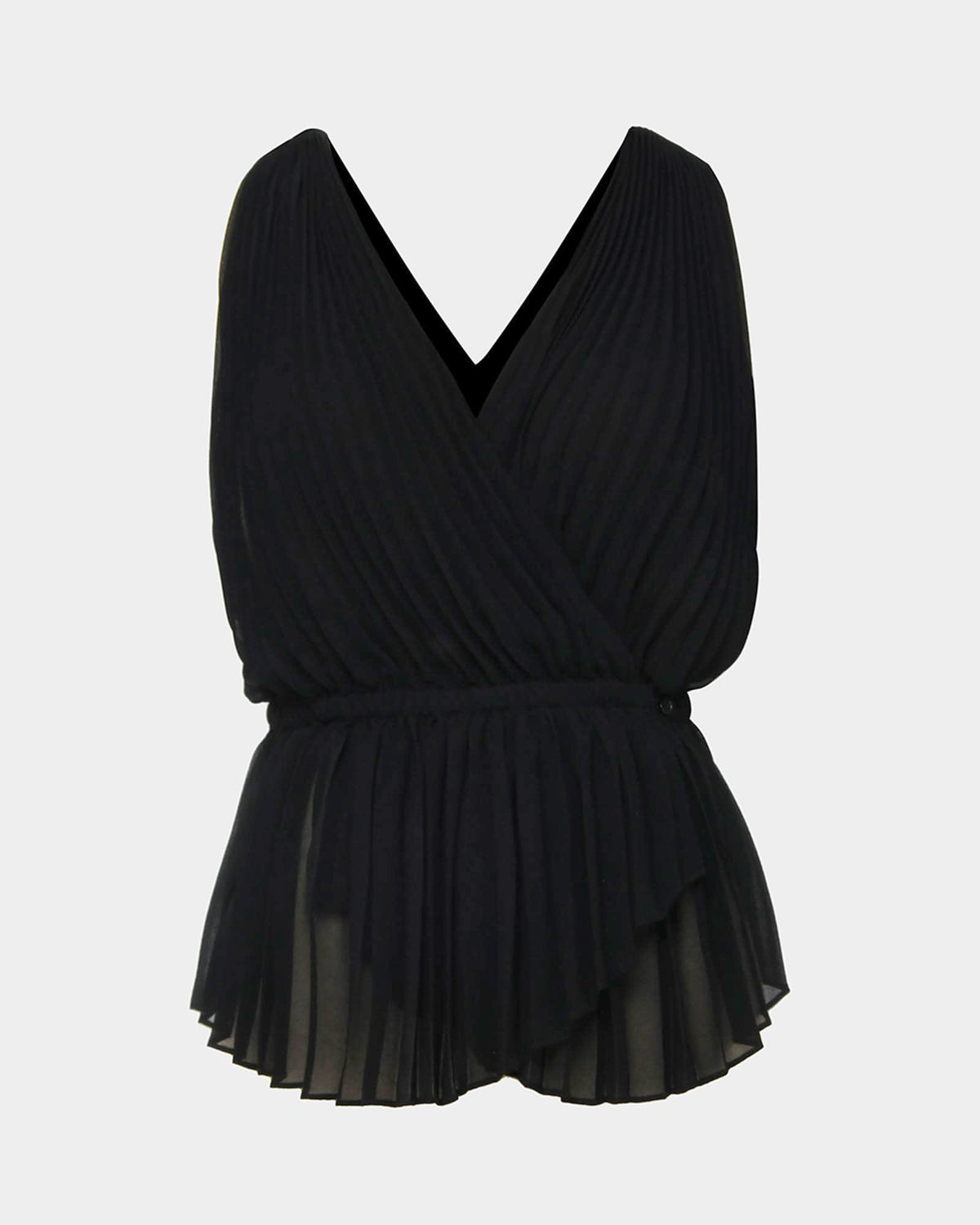 Arina Pleated Top in black — product-only view
