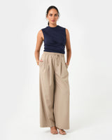 Lulu Ruched Top in navy — full-length view