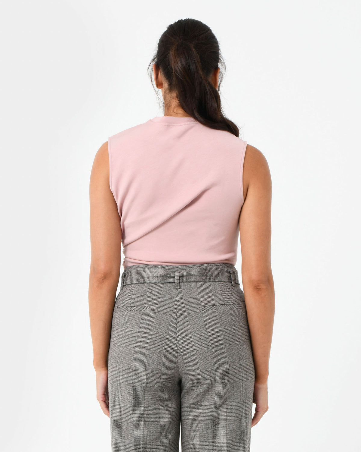 Lulu Ruched Top in pink — back view