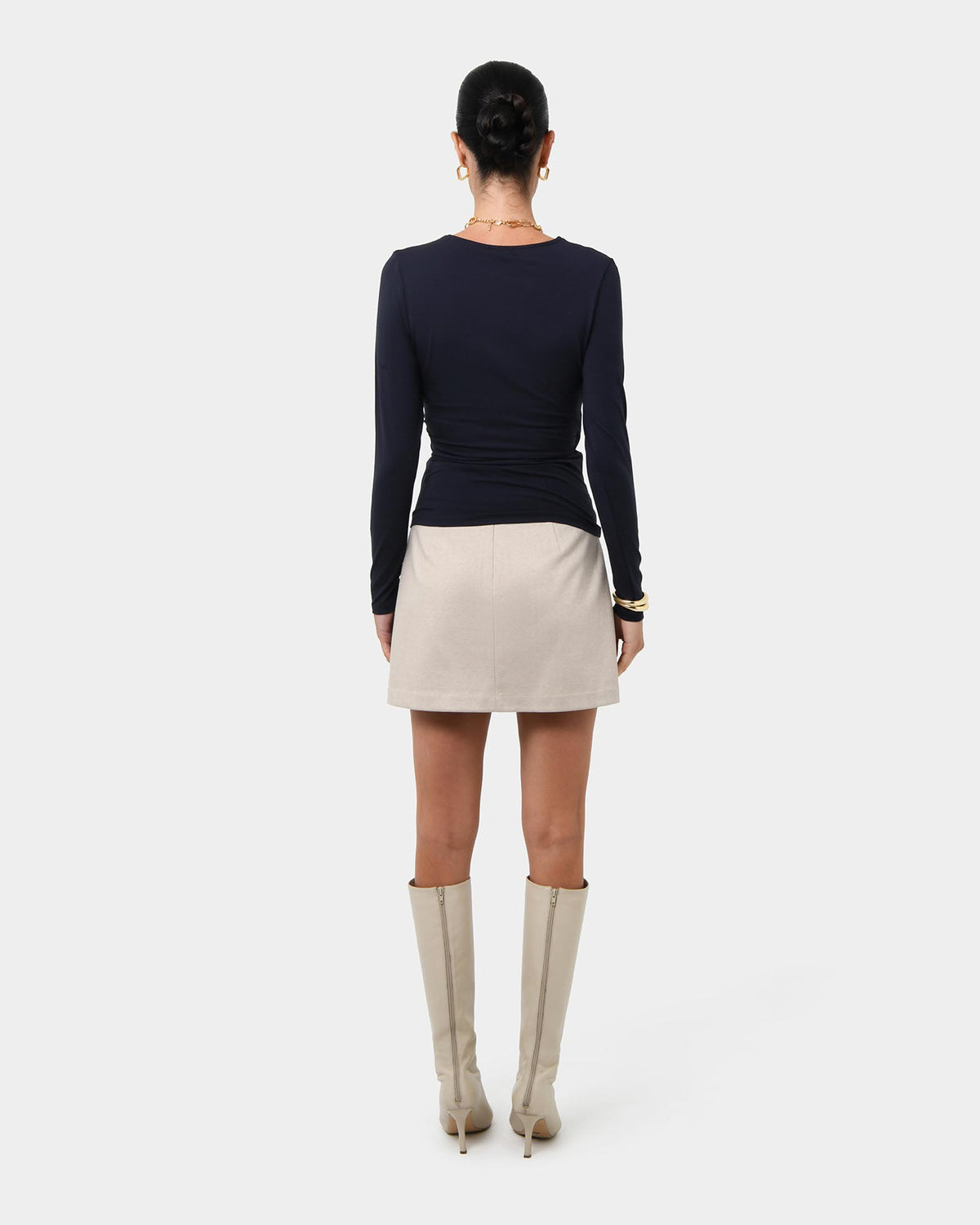 Tika Crossover Ruched Top in midnight — back view