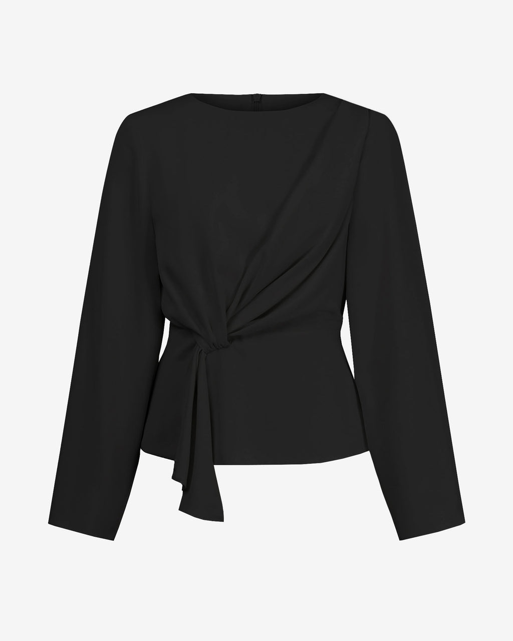Melody Long Sleeve Draped Top in black — product-only view