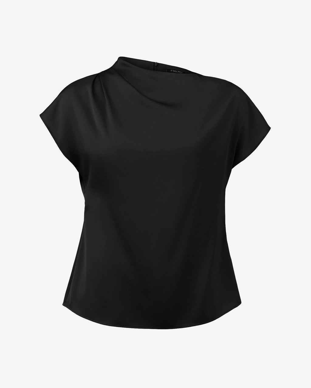 Zafina Pleated Draped Top in black — product-only view